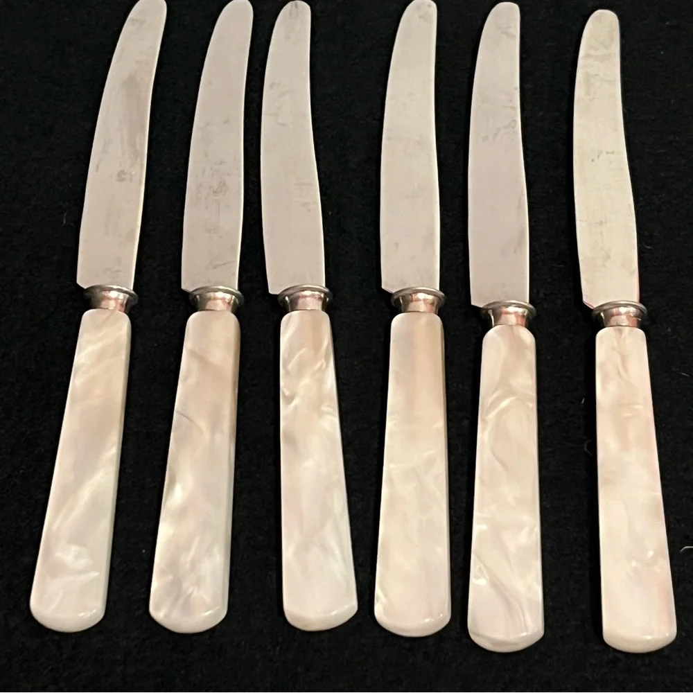 Vintage Faux Mother of Pearl Fork Knife and Pie Server Set